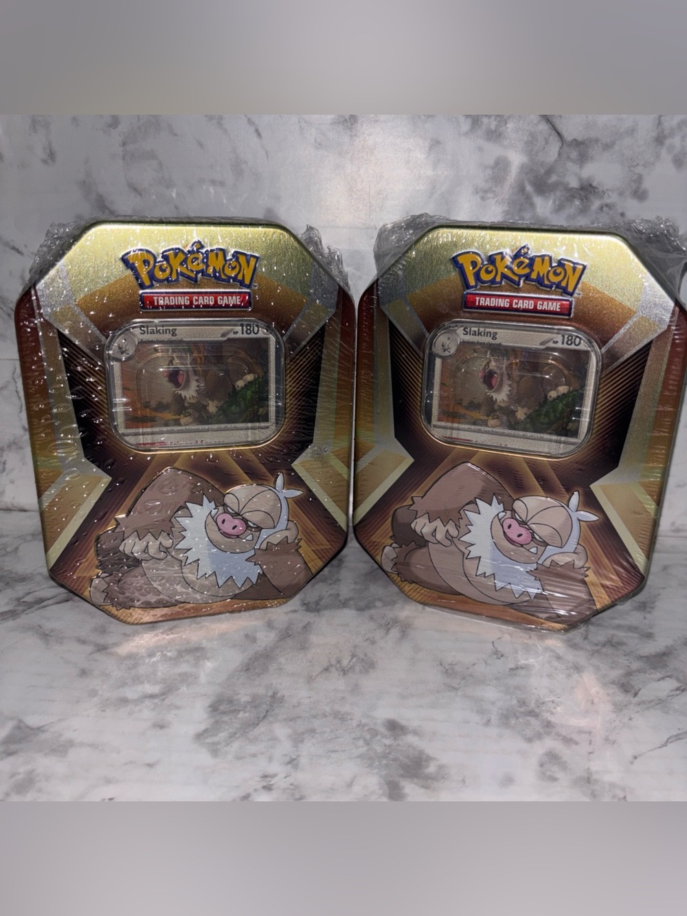 Lot 2 Pokémon Triple Whammy Tin Card Slaking Sealed 3 Booster Packs New